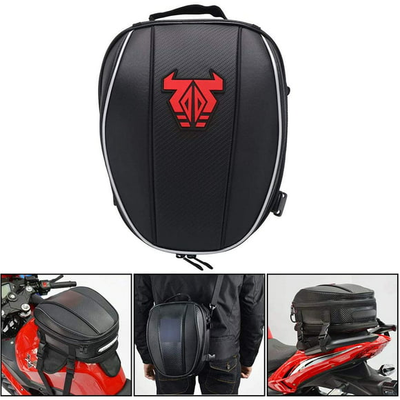 Motorcycle Tail Bag Waterproof Luggage Bag Seat Bag Motorbike Saddle Bags Multifunctional PU Leather Bike Bag Sport Backpack,15 Liters 
